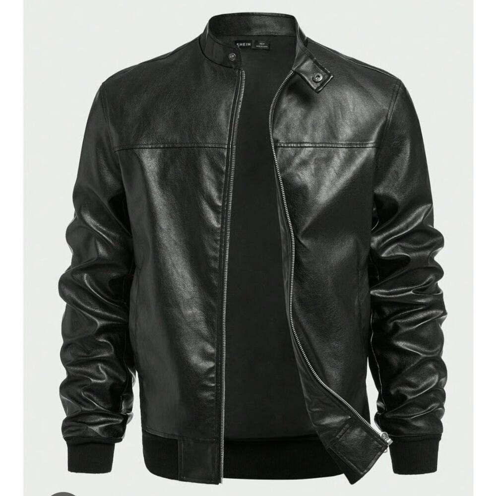 Manfinity Vegan Leather Pleather Jacket Coat Mens XXL Biker Grunge Goth